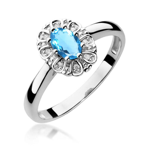 Pierścionek Topaz Swiss 0,50ct białe złoto 375