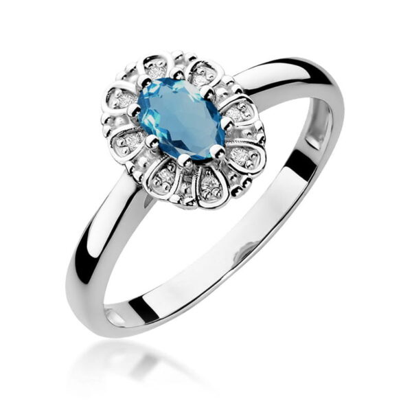 Pierścionek Topaz London Blue 0,50ct białe złoto 375