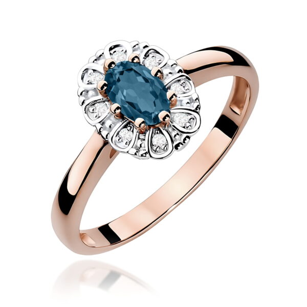 Pierścionek Topaz London Blue 0,50ct różowe złoto