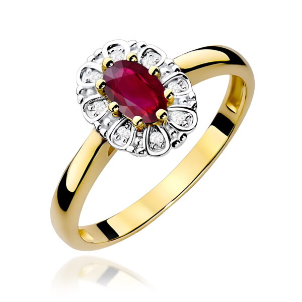 Pierścionek Rubin 0,60ct żółte złoto
