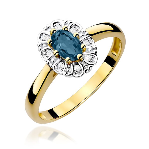 Pierścionek Topaz London Blue 0,50ct żółte złoto
