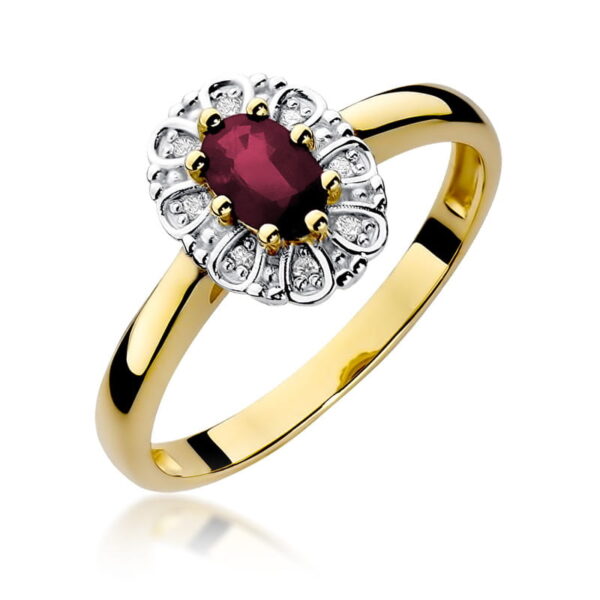 Pierścionek Rubin 0,60ct żółte złoto 375