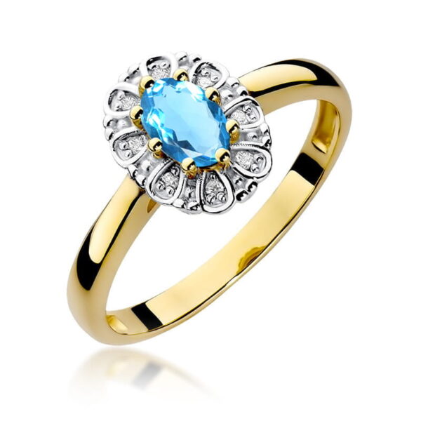 Pierścionek Topaz Swiss 0,50ct żółte złoto 375