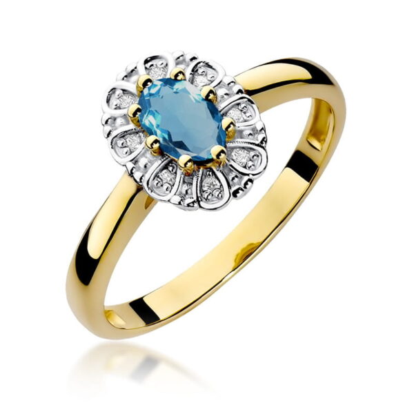 Pierścionek Topaz London Blue 0,50ct żółte złoto 375