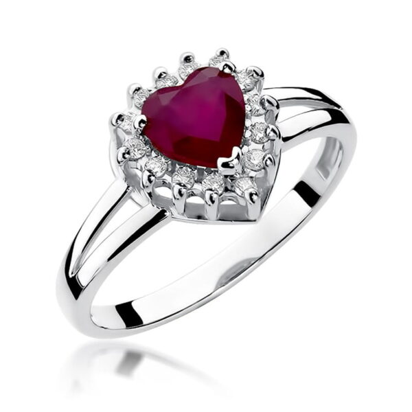 Pierścionek Rubin 1,10ct białe złoto 375