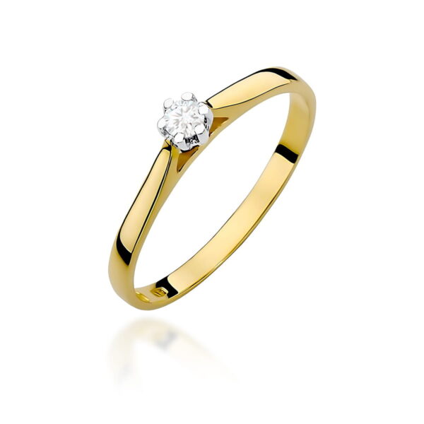 Pierścionek Diament 0,09ct żółte złoto