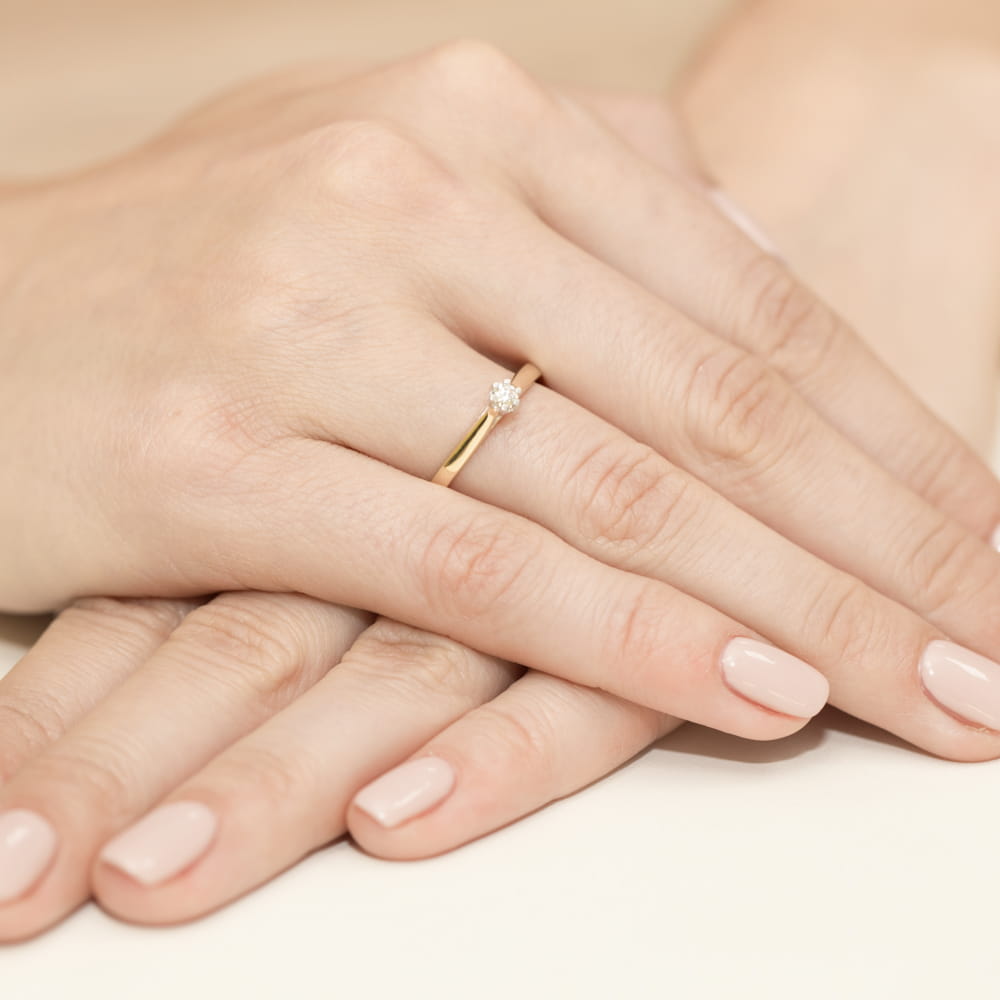 Pierścionek Diament 0,09ct Żółte złoto 375 - obrazek 4