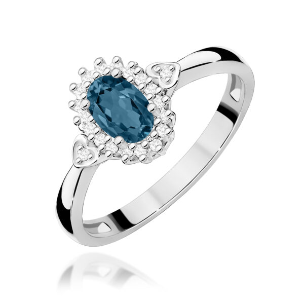 Pierścionek Topaz London Blue 0,50ct białe złoto