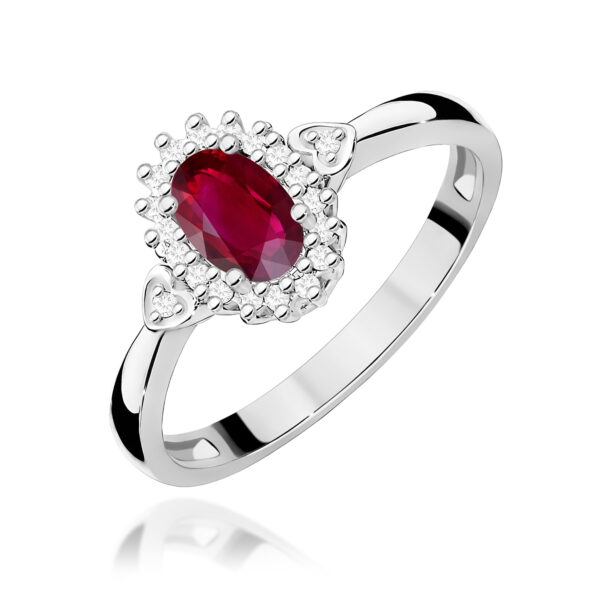Pierścionek Rubin 0,60ct białe złoto 375