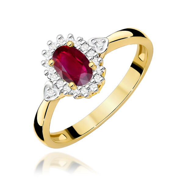 Pierścionek Rubin 0,60ct żółte złoto 375