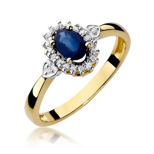 Pierścionek Szafir 0,70ct żółte złoto 375