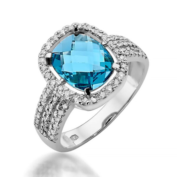 Pierścionek Topaz Swiss 3,00ct białe złoto 375