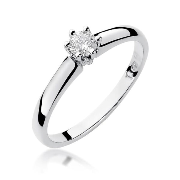 Pierścionek Diament 0,20ct białe złoto 375