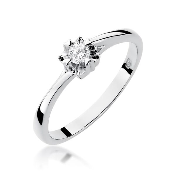 Pierścionek Diament 0,10ct białe złoto
