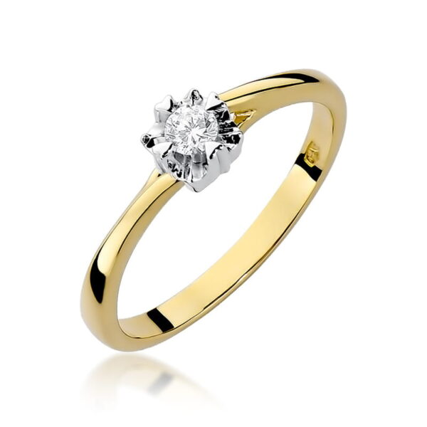 Pierścionek Diament 0,10ct żółte złoto