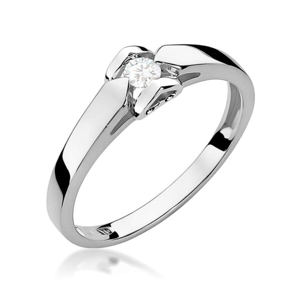 Pierścionek Diament 0,09ct białe złoto 375
