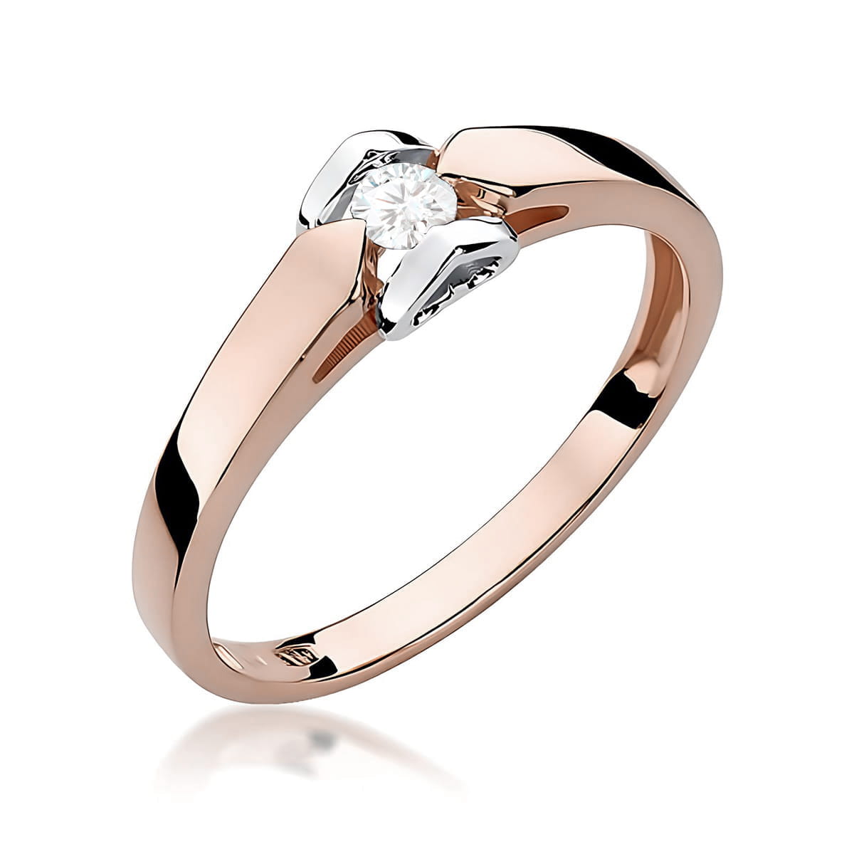 Pierścionek Diament 0,09ct różowe złoto