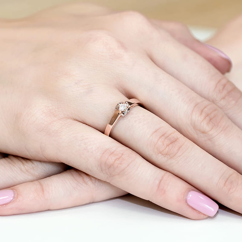 Pierścionek Diament 0,09ct różowe złoto - obrazek 4