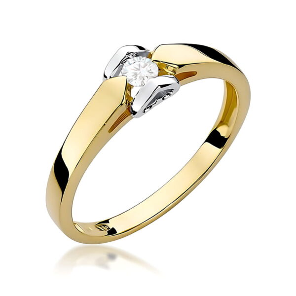 Pierścionek Diament 0,09ct żółte złoto