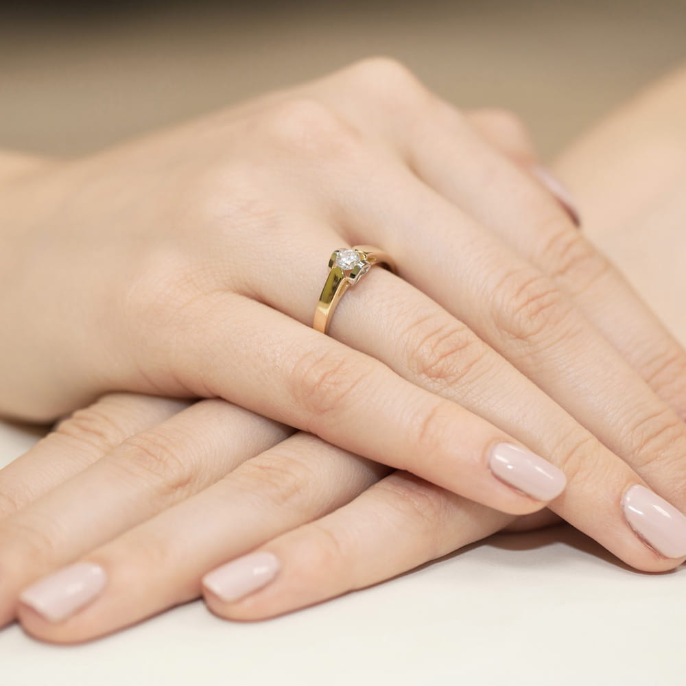 Pierścionek Diament 0,30ct żółte złoto 375 - obrazek 4