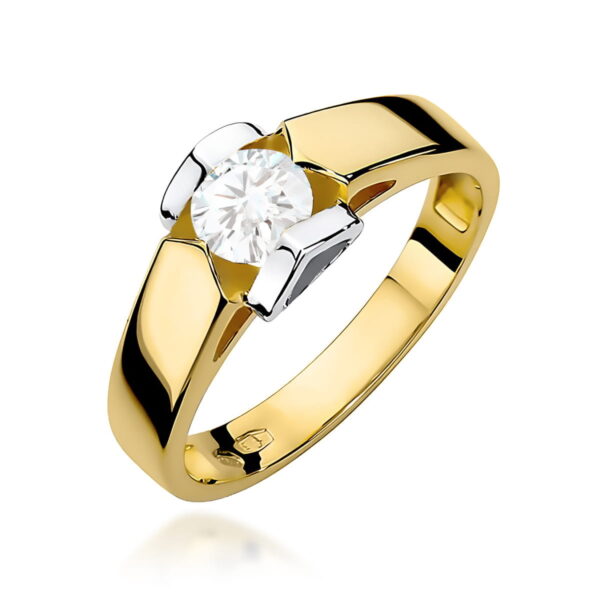 Pierścionek Diament 0,50ct żółte złoto 375