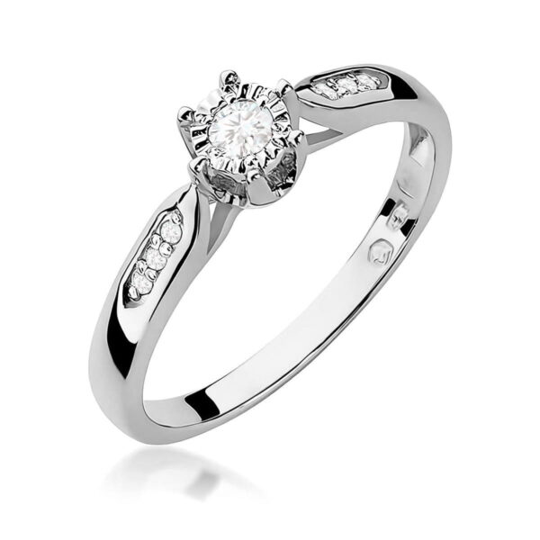 Pierścionek Diament 0,08ct białe złoto