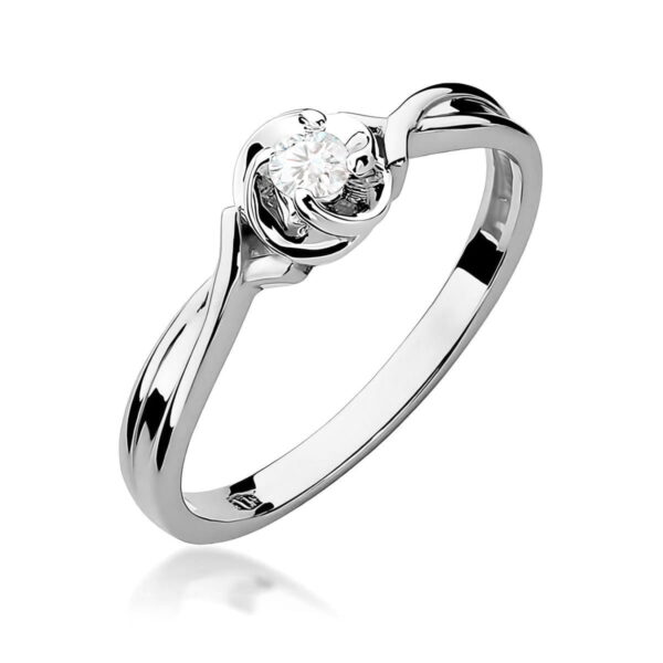 Pierścionek Diament Laboratoryjny 0,10ct białe złoto 375