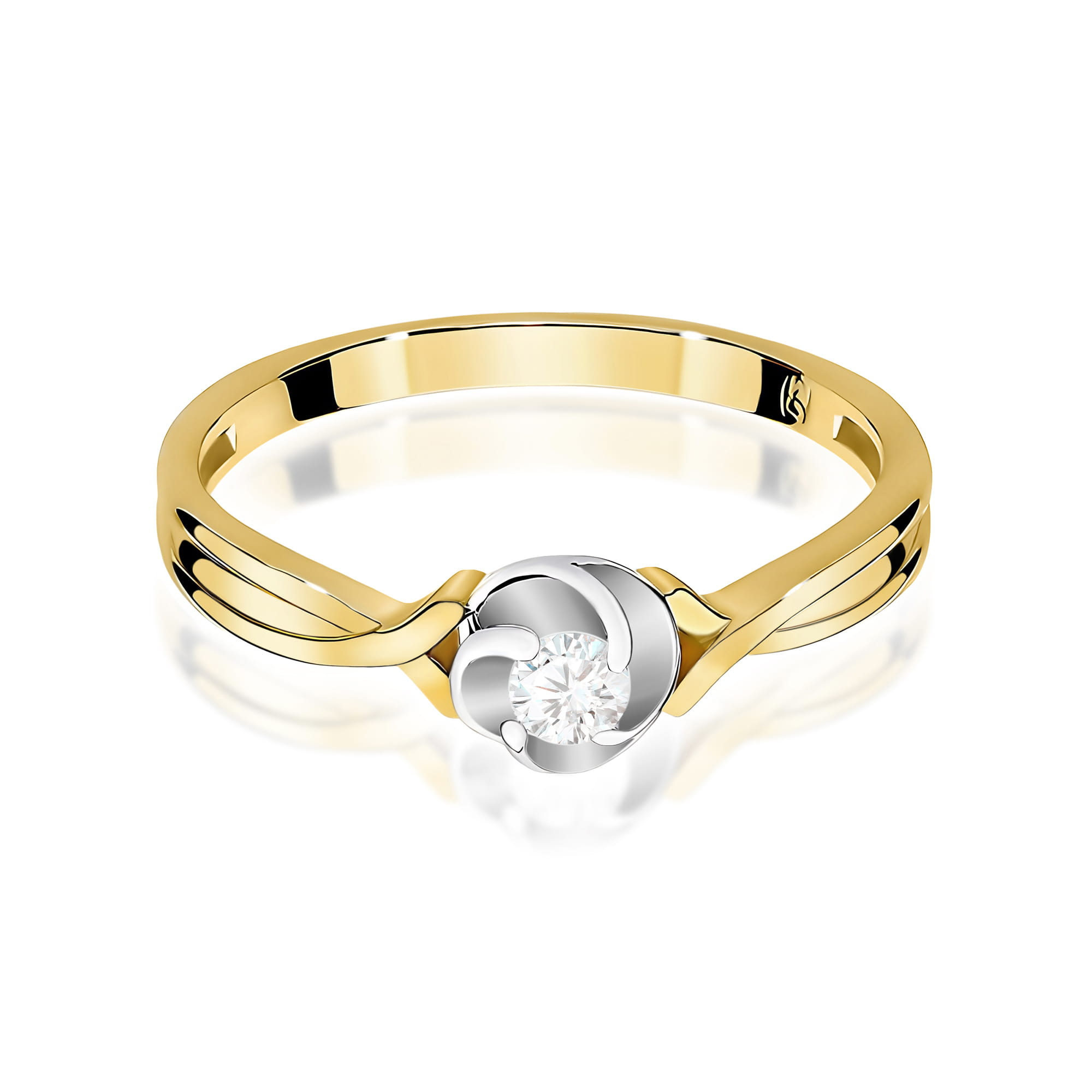 Pierścionek Diament 0,10ct żółte złoto - obrazek 2