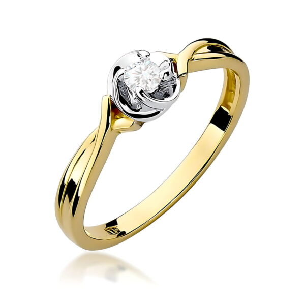 Pierścionek Diament 0,10ct żółte złoto 375