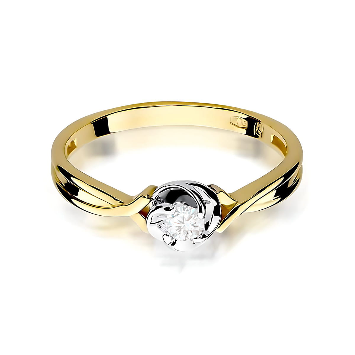 Pierścionek Diament 0,10ct żółte złoto 375 - obrazek 2