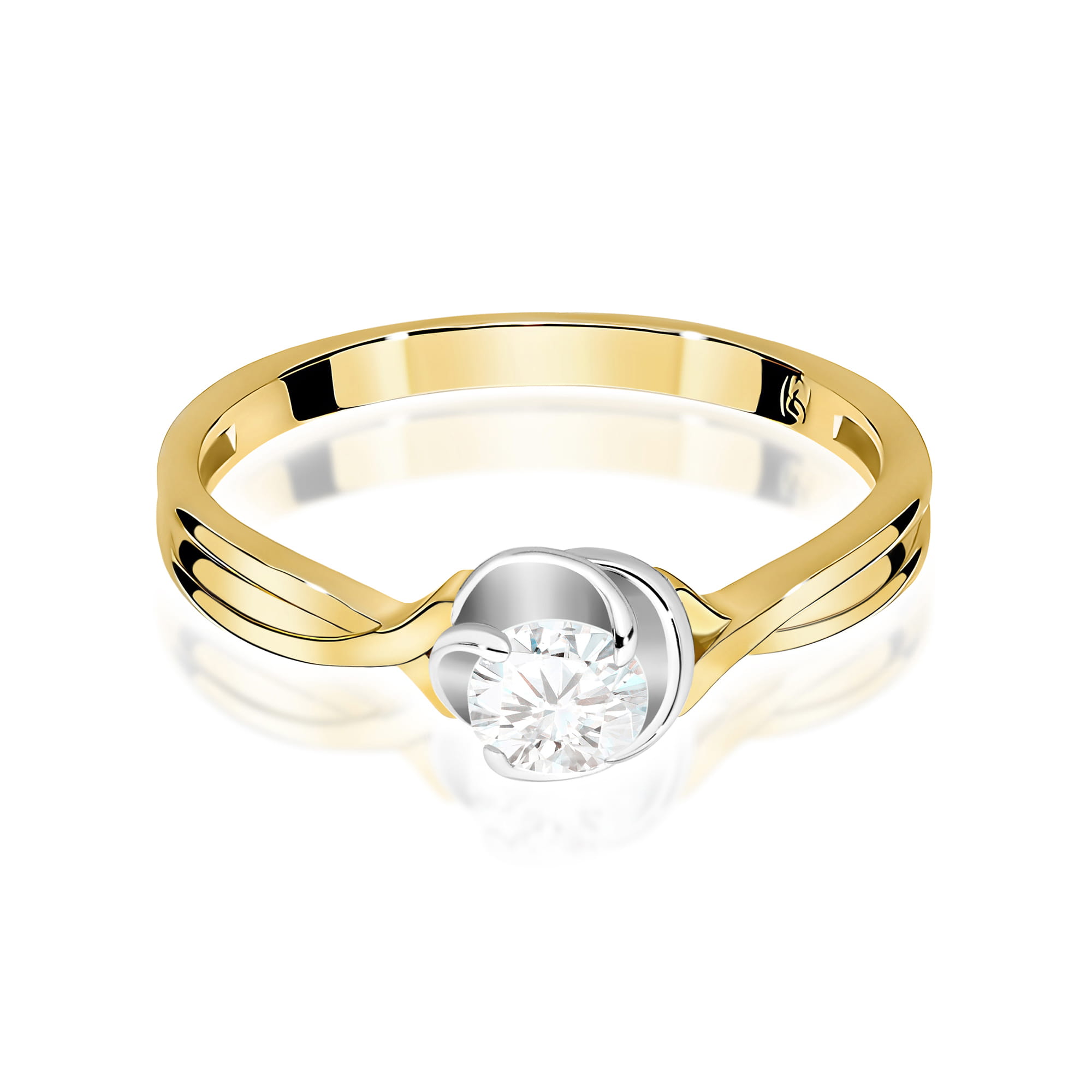Pierścionek Diament 0,30ct żółte złoto 375 - obrazek 2