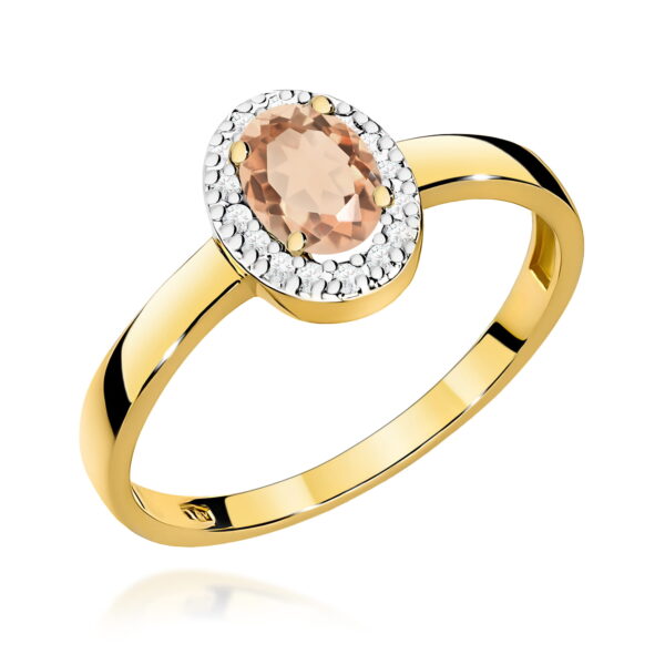 Pierścionek Morganit 0,40ct żółte złoto 375