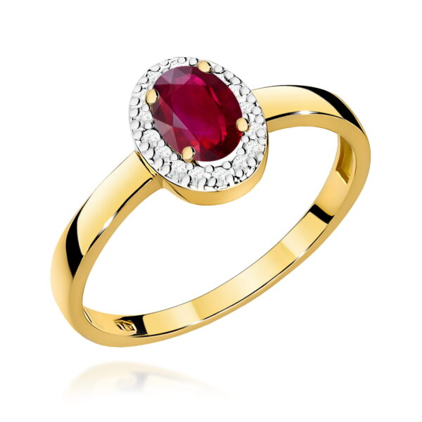 Pierścionek Rubin 0,60ct żółte złoto 375