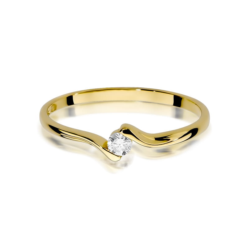 Pierścionek Diament 0,09ct żółte złoto - obrazek 2