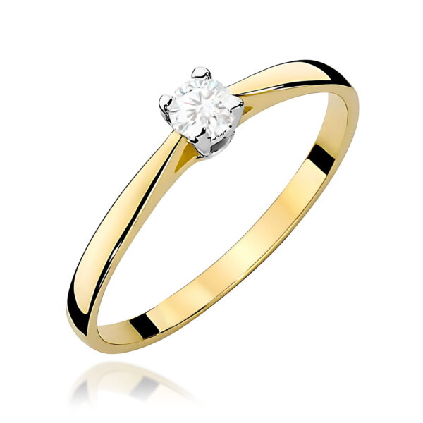 Pierścionek Diament 0,15ct żółte złoto