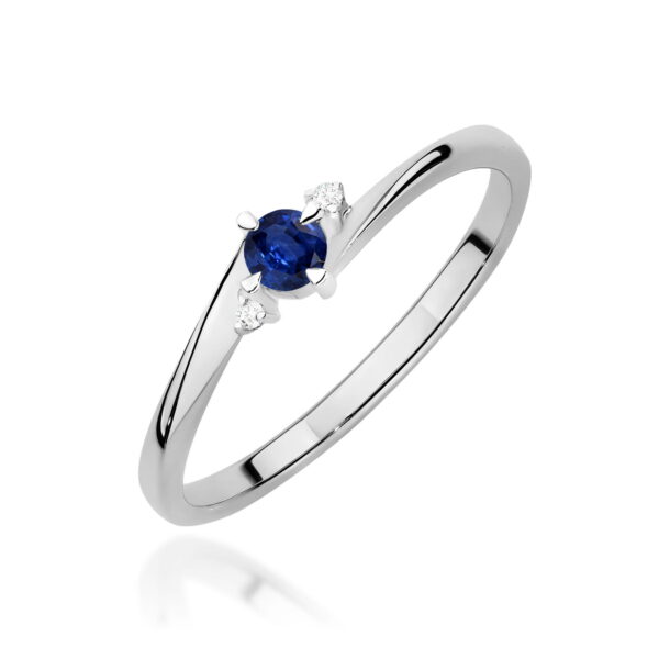 Pierścionek Szafir 0,15ct białe złoto