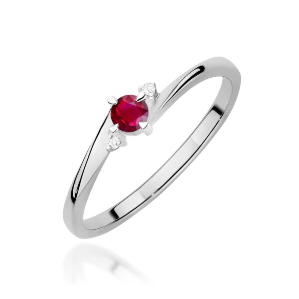 Pierścionek Rubin 0,15ct białe złoto 375