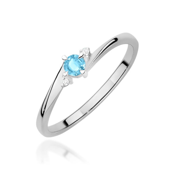 Pierścionek Topaz Swiss 0,15ct białe złoto 375