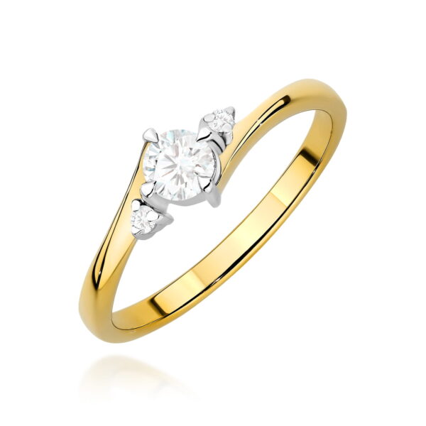 Pierścionek Diament 0,25ct żółte złoto 375