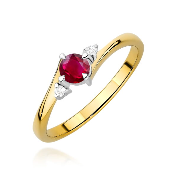 Pierścionek Rubin 0,30ct żółte złoto 375
