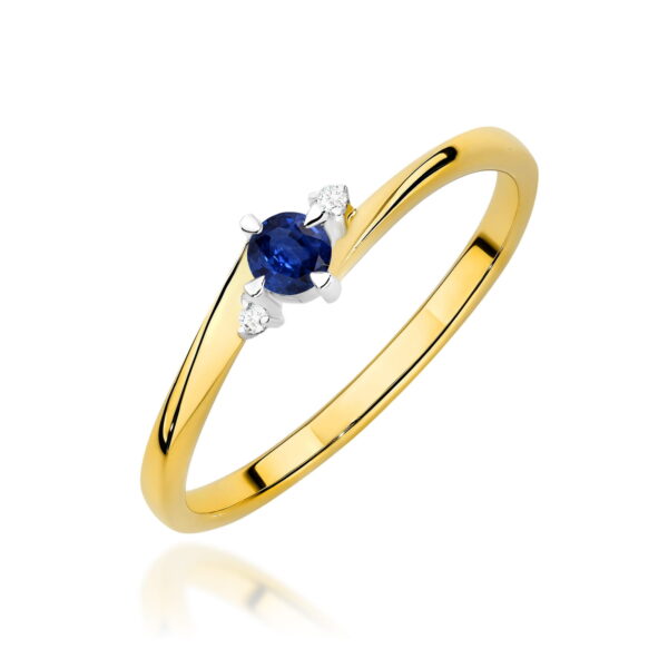 Pierścionek Szafir 0,15ct żółte złoto 375