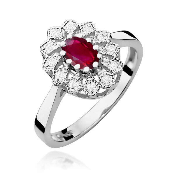 Pierścionek Rubin 0,60ct białe złoto