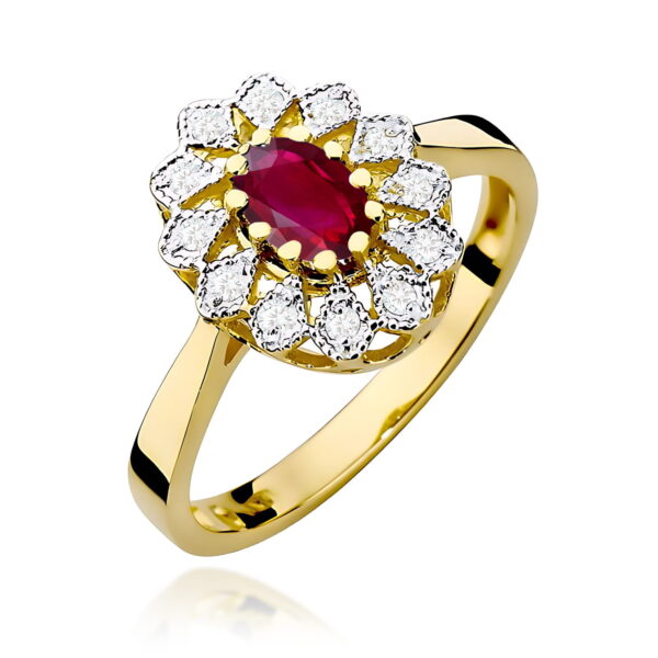 Pierścionek Rubin 0,60ct żółte złoto 375