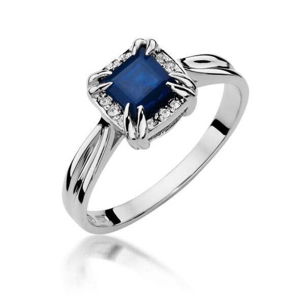 Pierścionek Szafir 0,70ct białe złoto 375