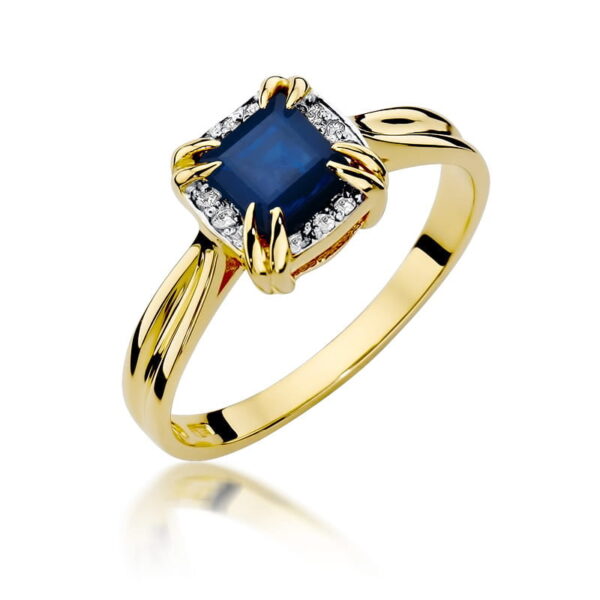 Pierścionek Szafir 0,70ct żółte złoto 375