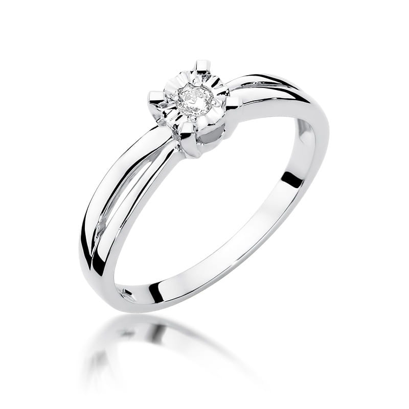 Pierścionek Diament 0,08ct białe złoto