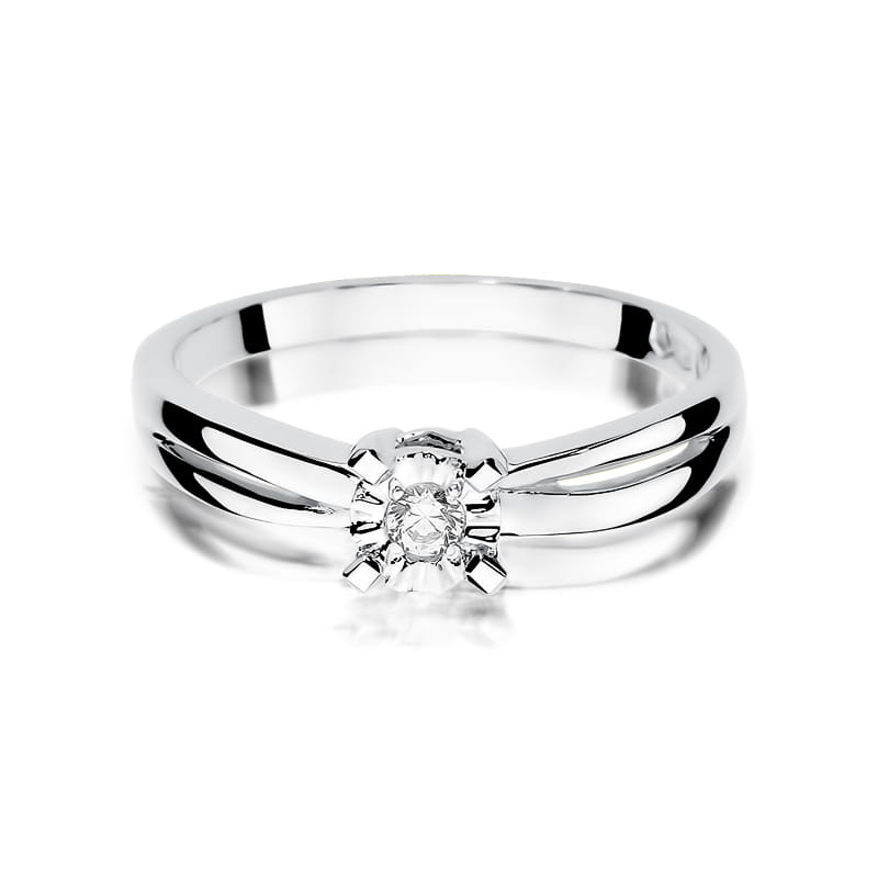 Pierścionek Diament 0,08ct białe złoto - obrazek 2