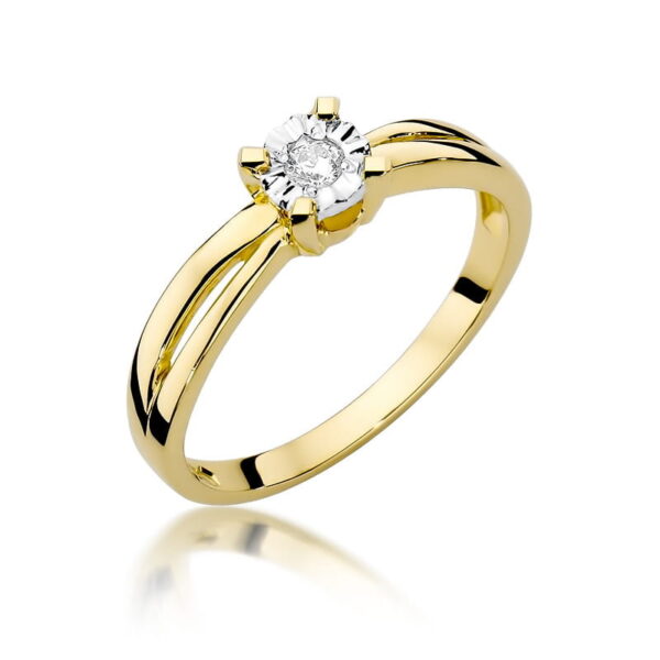 Pierścionek Diament 0,08ct żółte złoto 375
