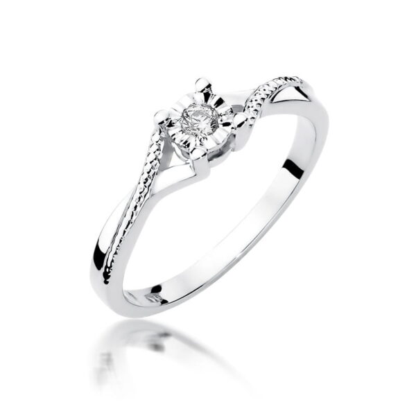 Pierścionek Diament 0,08ct białe złoto 375