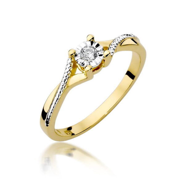 Pierścionek Diament 0,08ct żółte złoto